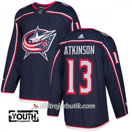 Barn Ishockey Blue Jackets Tröja Cam Atkinson 13 Adidas 2017-2018 Marinblå Authentic